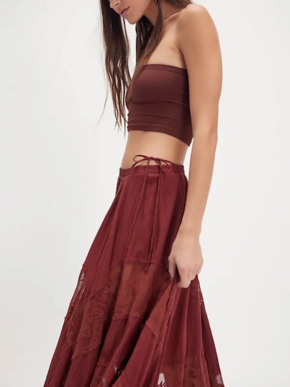 Free People sunny meadows convertible patchwork asymmetric slip skirt - Picture 2 of 3